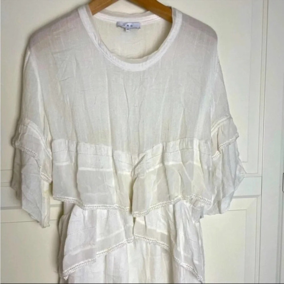 IRO Ceclie Tiered Ruffle Mini Dress Size 6 White 2875 - Picture 3 of 12
